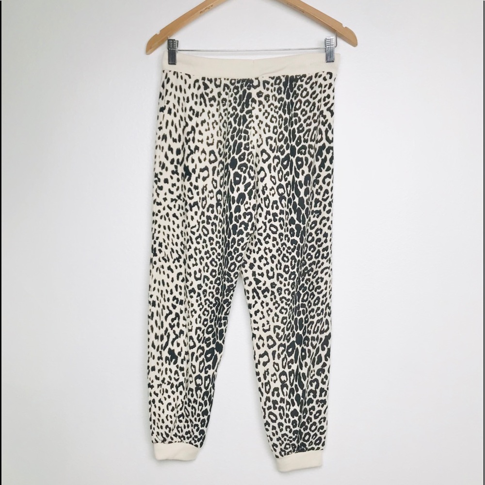 Chaser Leopard Print Track Pants - Black and Cream